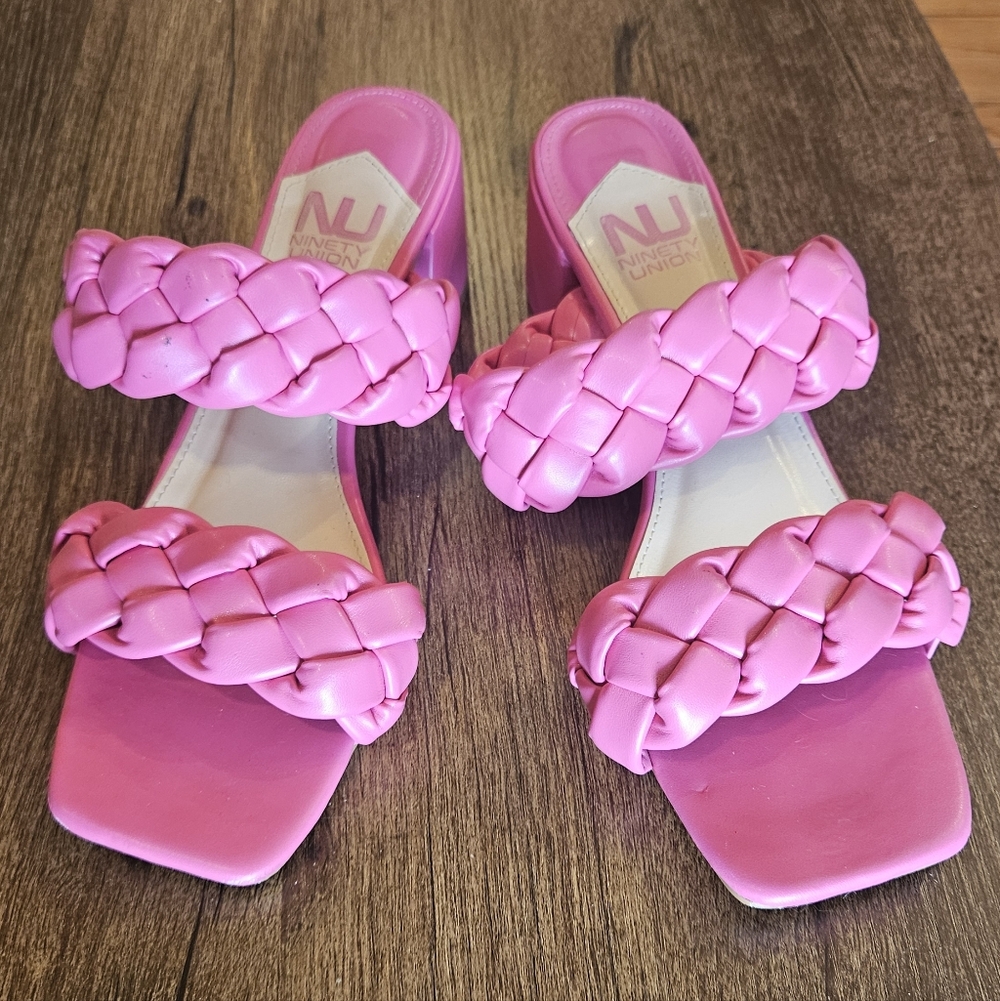 Braided Slide Sandals in Bright Pink for Women
